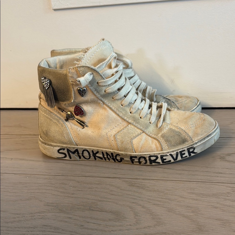 Saint Laurent Cream High-Top Sneakers - Picture 1 of 1